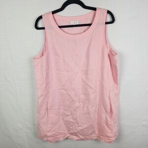 Pure J Jill 100% linen Light Pink Tunic Tank/Mini Dress Pockets Size Large